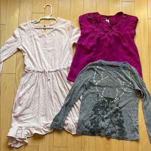 Crewcuts Pink Dress and Cat with studded antlers Top, Tea purple top